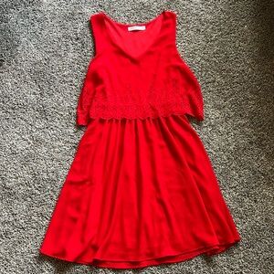 Potter’s Pot Red Tiered Crepe Swing Dress